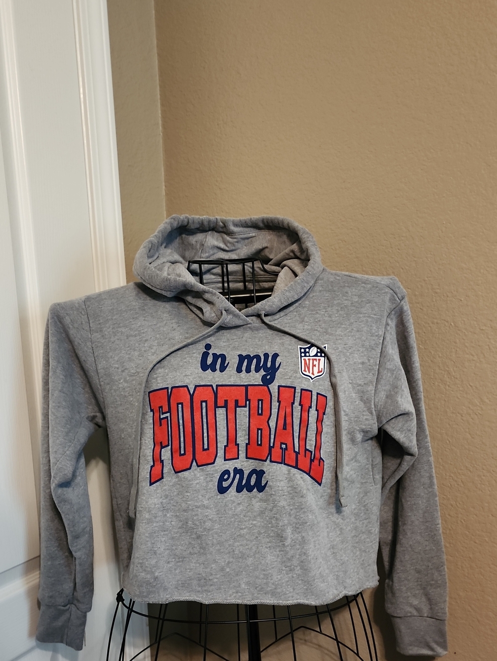 Gray NFL 'In My Football Era' Cropped Hoodie